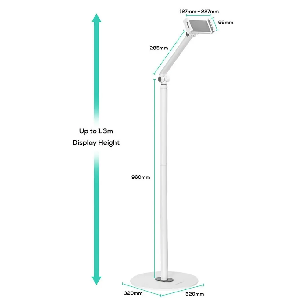 Activiva 136cm Universal iPad & Tablet Floor Stand f/ Tablets 4.7-12.9in White