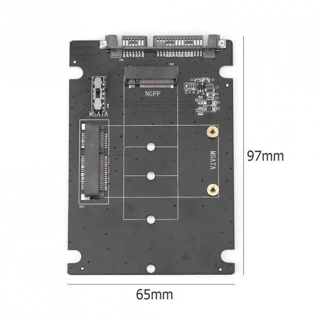 Simplecom SA207 2-in-1 9cm Combo Adapter Converter For mSATA + M.2 NGFF to SATA