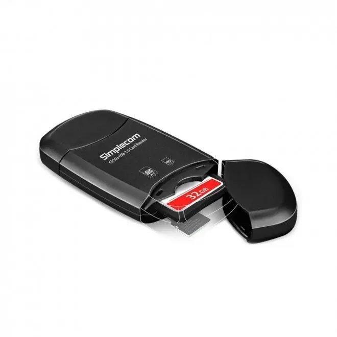 Simplecom SuperSpeed Male USB 3.0 to microSD/SD Card Reader Female For PC Black