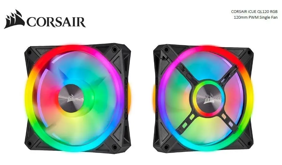 Corsair iCUE QL120 RGB 120mm PWM 1500 RPM Cooling Fan for Gaming PC Case Black