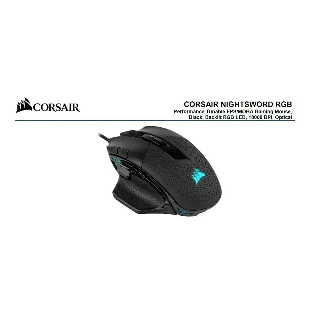 Corsair Nightsword RGB Smart Tunable 18000 DPI Optical Gaming Mouse for Desktop