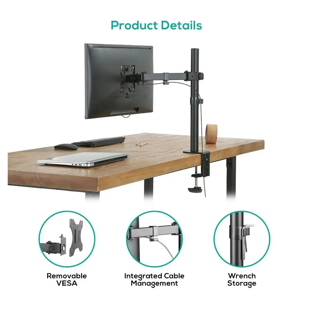 Activiva 13in to 32in Single Monitor Screen Bracket Tilt/Rotate Arm f/Desk Mount