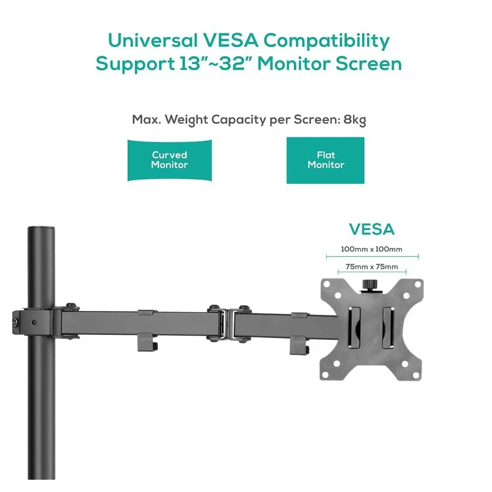 Activiva 13in to 32in Single Monitor Screen Bracket Tilt/Rotate Arm f/Desk Mount