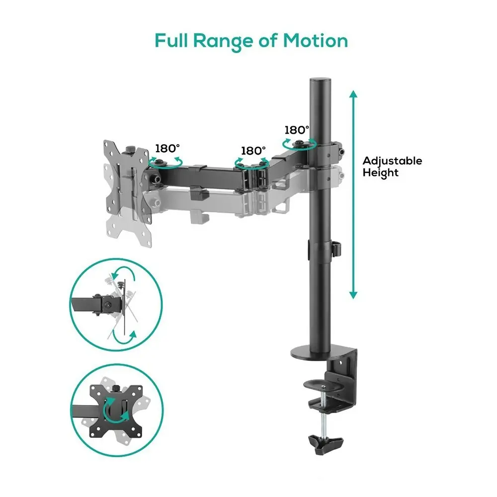 Activiva 13in to 32in Single Monitor Screen Bracket Tilt/Rotate Arm f/Desk Mount