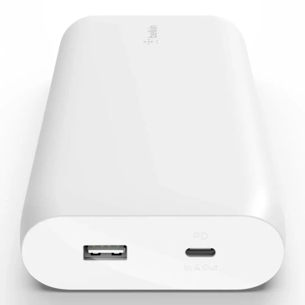 Belkin 20000mAh 12W  USB-C/USB-A Power Bank Portable Battery Charger White