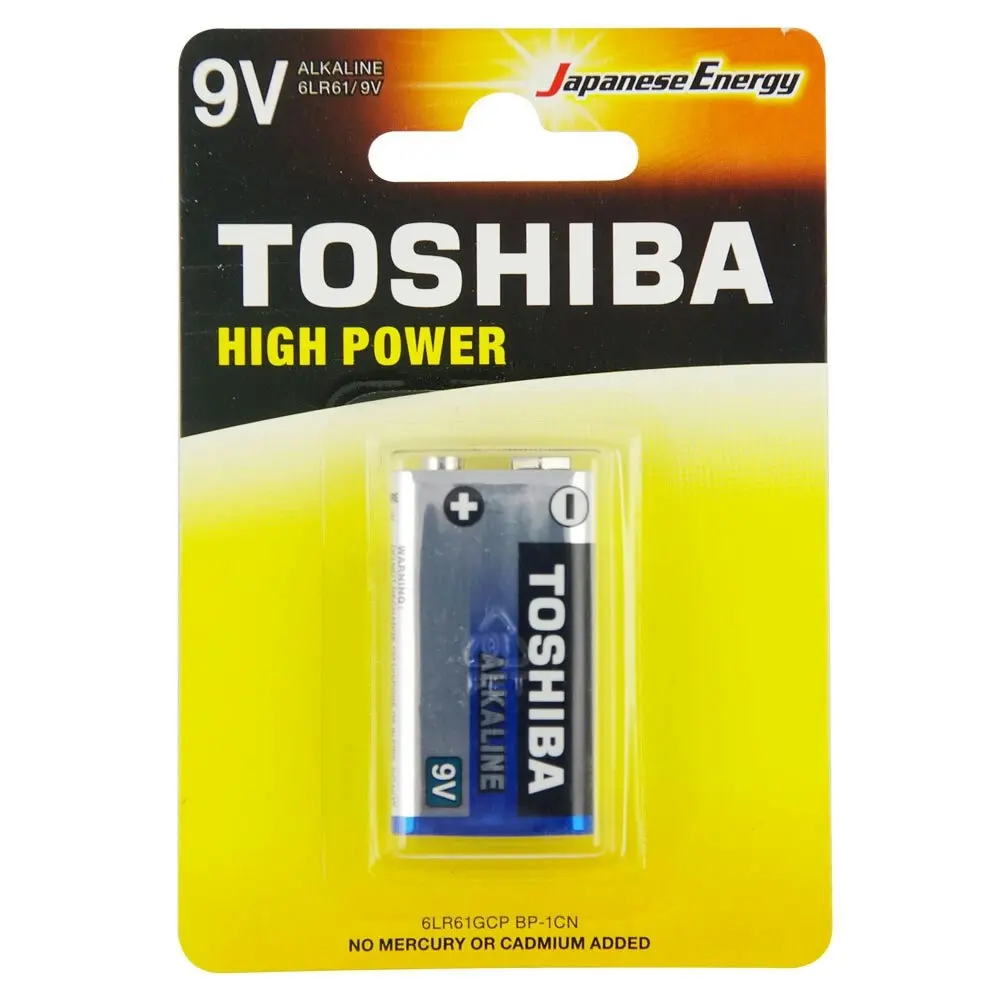 4x Toshiba 6LR61 Alkaline 9V Battery No Mercury/Cadmium Added Leakage Resistant