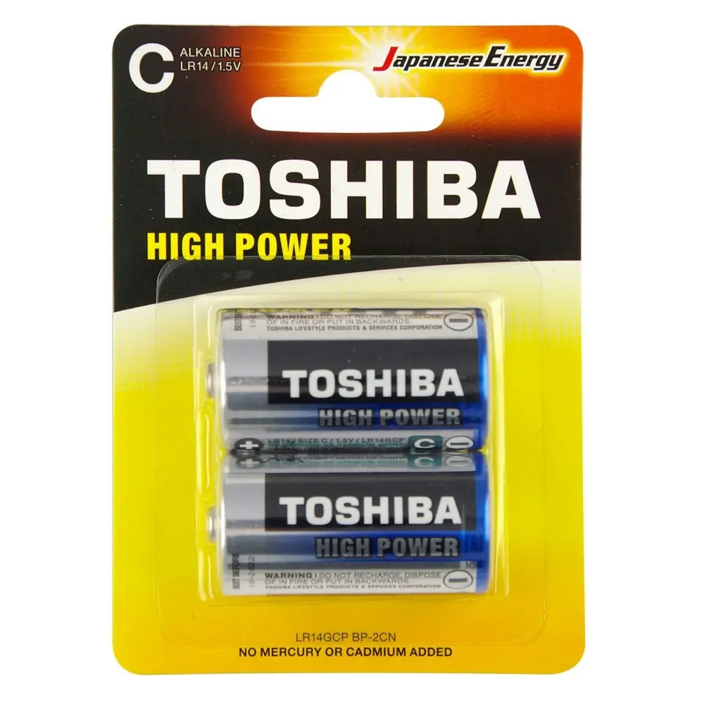 8pc Toshiba Alkaline C Battery 1.5V No Mercury & Cadmium Added Leakage Resistant