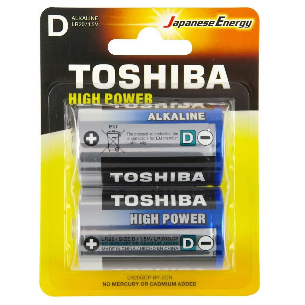 8pc Toshiba Alkaline D Battery 1.5V No Mercury & Cadmium Added Leakage Resistant