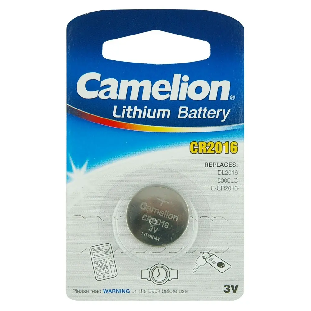 Camelion Lithium Button Cell CR2016 3V Battery Single Card for Watch/Calculator