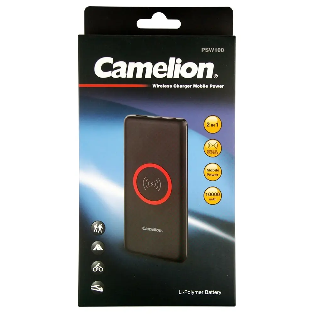 Camelion Portable 10000mAh Power Bank w/ Qi Wireless Charger for iPhone/Samsung