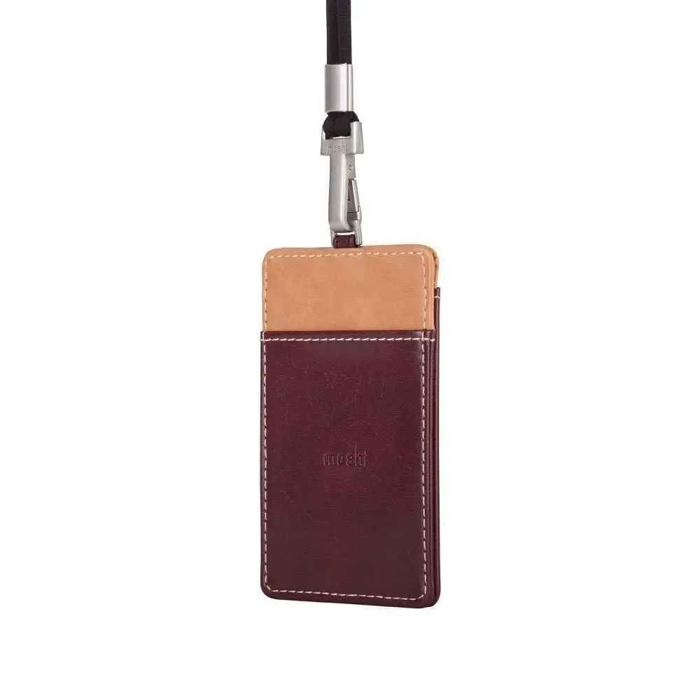 Moshi Adjustable Detachable 11.3x7cm Travel Badge/ID Holder w/Rear Slot Burgundy