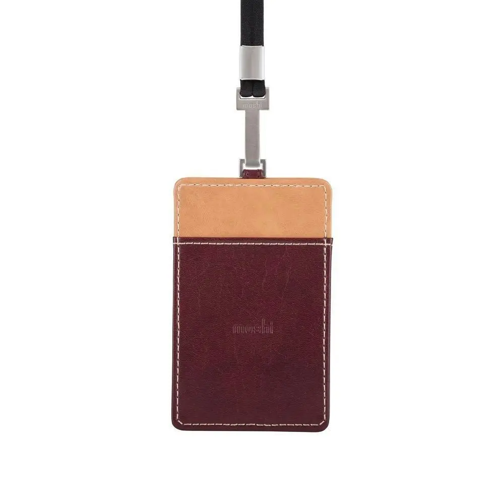 Moshi Adjustable Detachable 11.3x7cm Travel Badge/ID Holder w/Rear Slot Burgundy