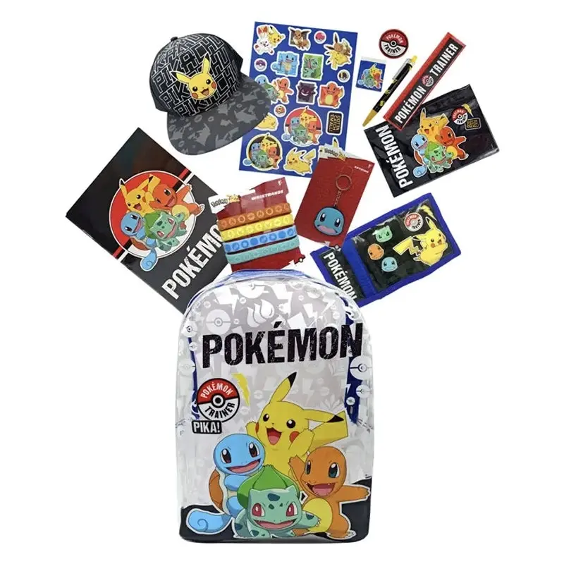 Pokemon Kids Backpack Showbag w/Wallet/Notebook/Stickers/Cap/Stationery Pack Set