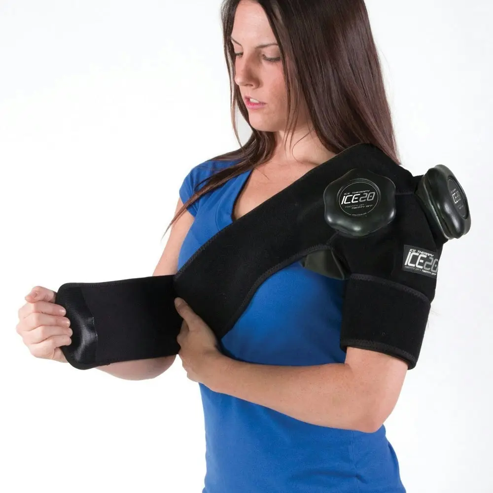 Ice20 Ice Therapy Double Shoulder Cold Compression Wrap  w/ Strap/Bag