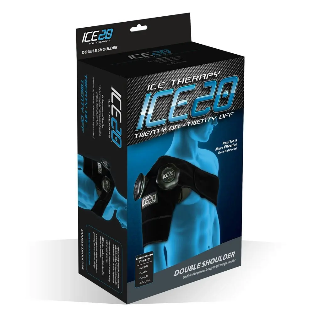 Ice20 Ice Therapy Double Shoulder Cold Compression Wrap  w/ Strap/Bag