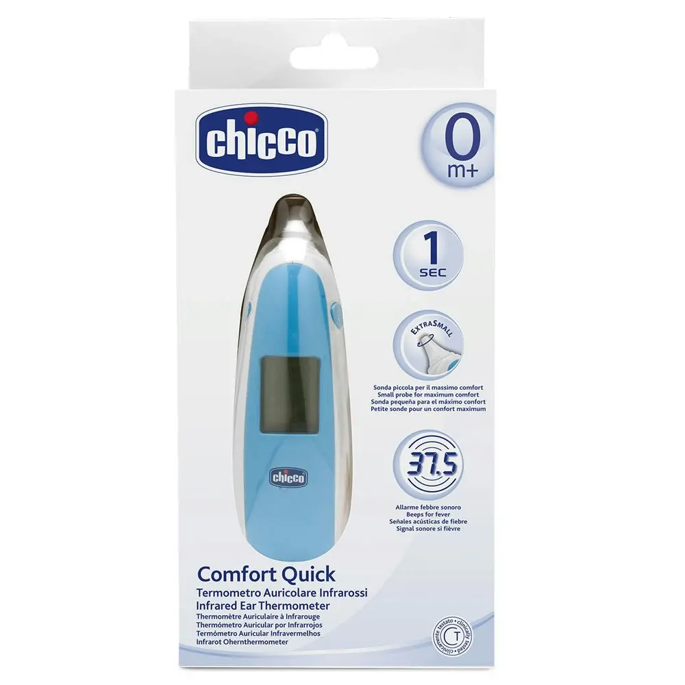 Chicco Comfort Quick/Fast Compact Ear Thermometer Probe Baby Fever Alarm w/ Case