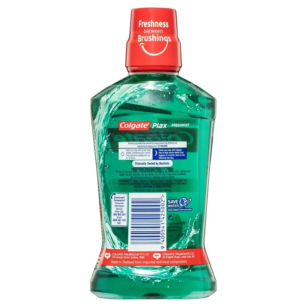 Colgate 500ml Plax Freshmint Mouthwash Alcohol Free Mouth Wash Oral Care