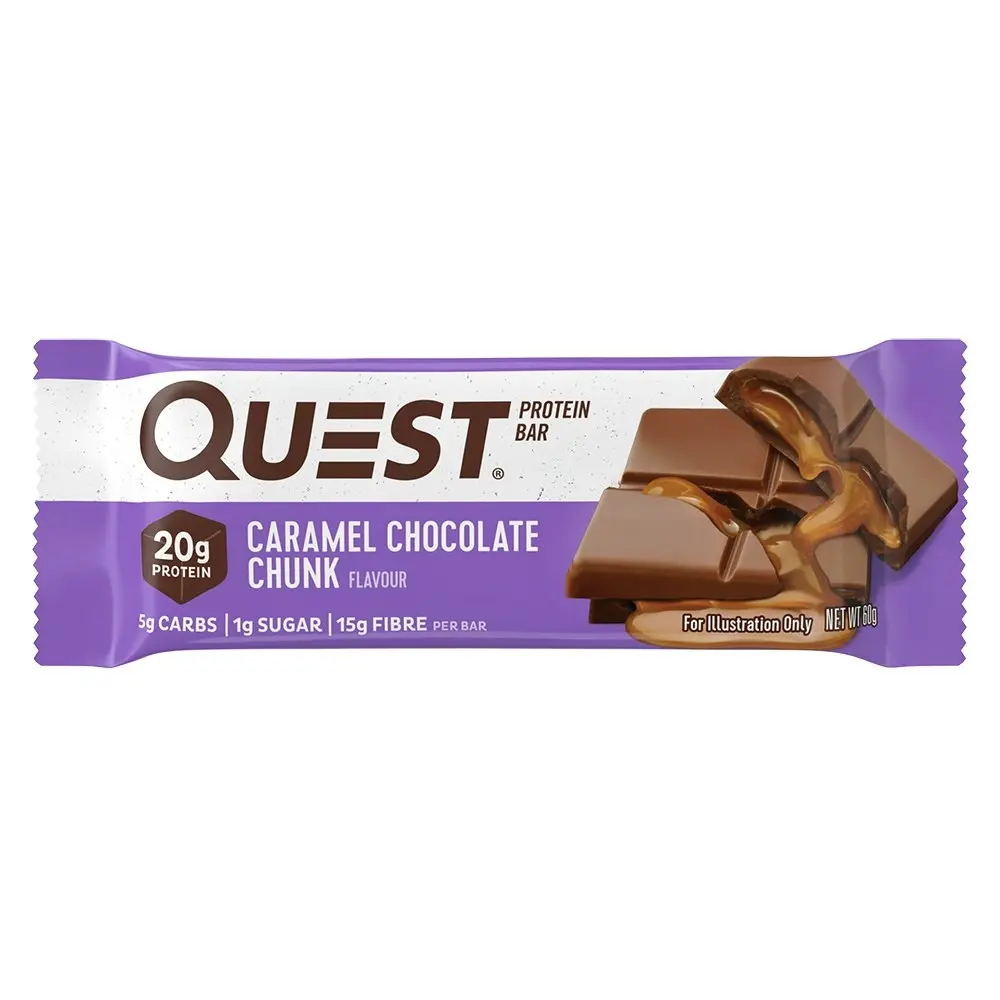 12pc Quest 60g High Protein Bar Healthy Snack Diet Treat Caramel Chocolate Chunk