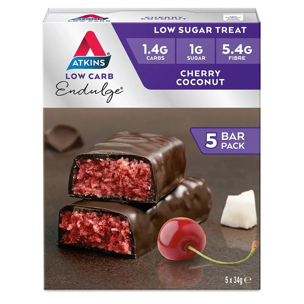 15pc Atkins Low Carb/Sugar 34g Endulge Protein Bar Diet Snack Cherry Coconut