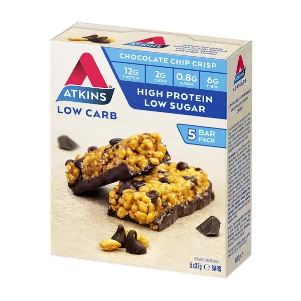 15pc Atkins Low Carb 37g Day Break Protein Bar Healthy Diet Snack Chocolate Chip