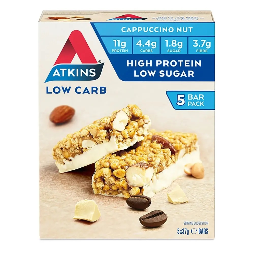 15pc Atkins Low Carb 37g Day Break Protein Bar Healthy Diet Snack Cappuccino Nut