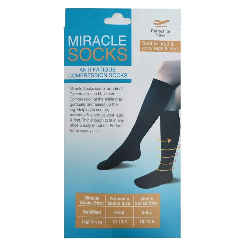 Miracle Anti-Fatigue Knee-High Compression Medical Socks Leg Support XL Black