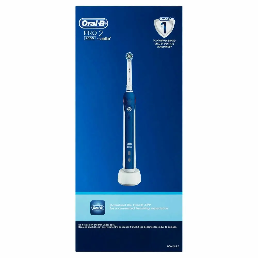 Oral B Electric Rechargeable Power Toothbrush Pro 2 2000 Dental Care Blue