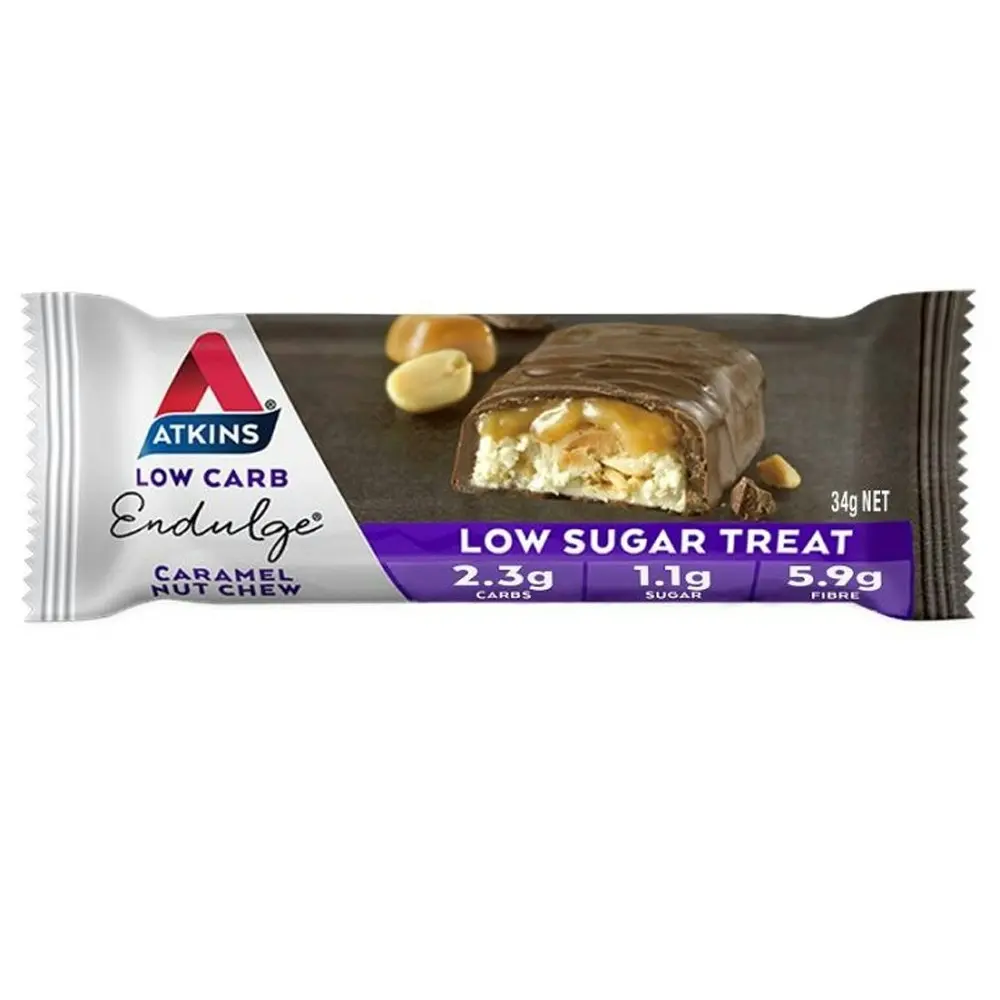 5x 5pc Atkins Low Carb/Sugar 34g Endulge Protein Bar Diet Snack Caramel Nut Chew