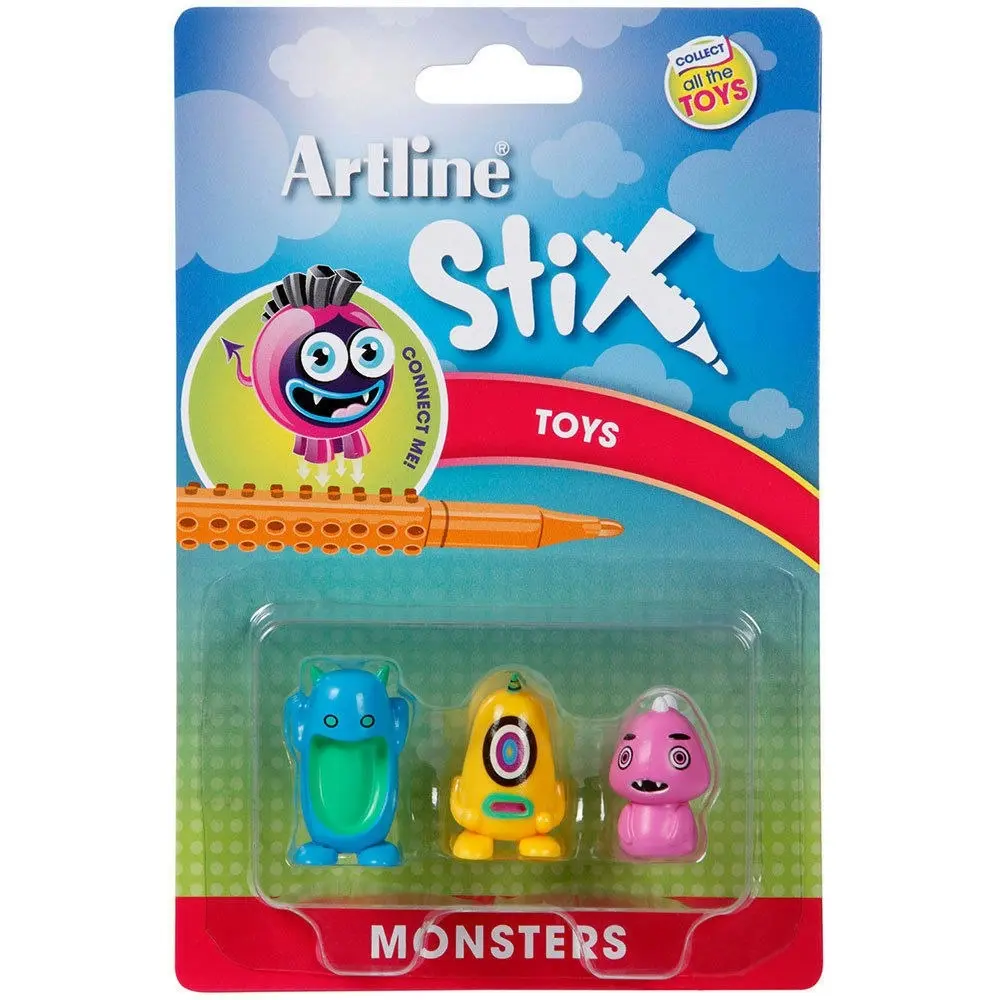 Artline Stix 6PK Monsters  Animals Toys for Drawing Pens Markers Build/Play Kids