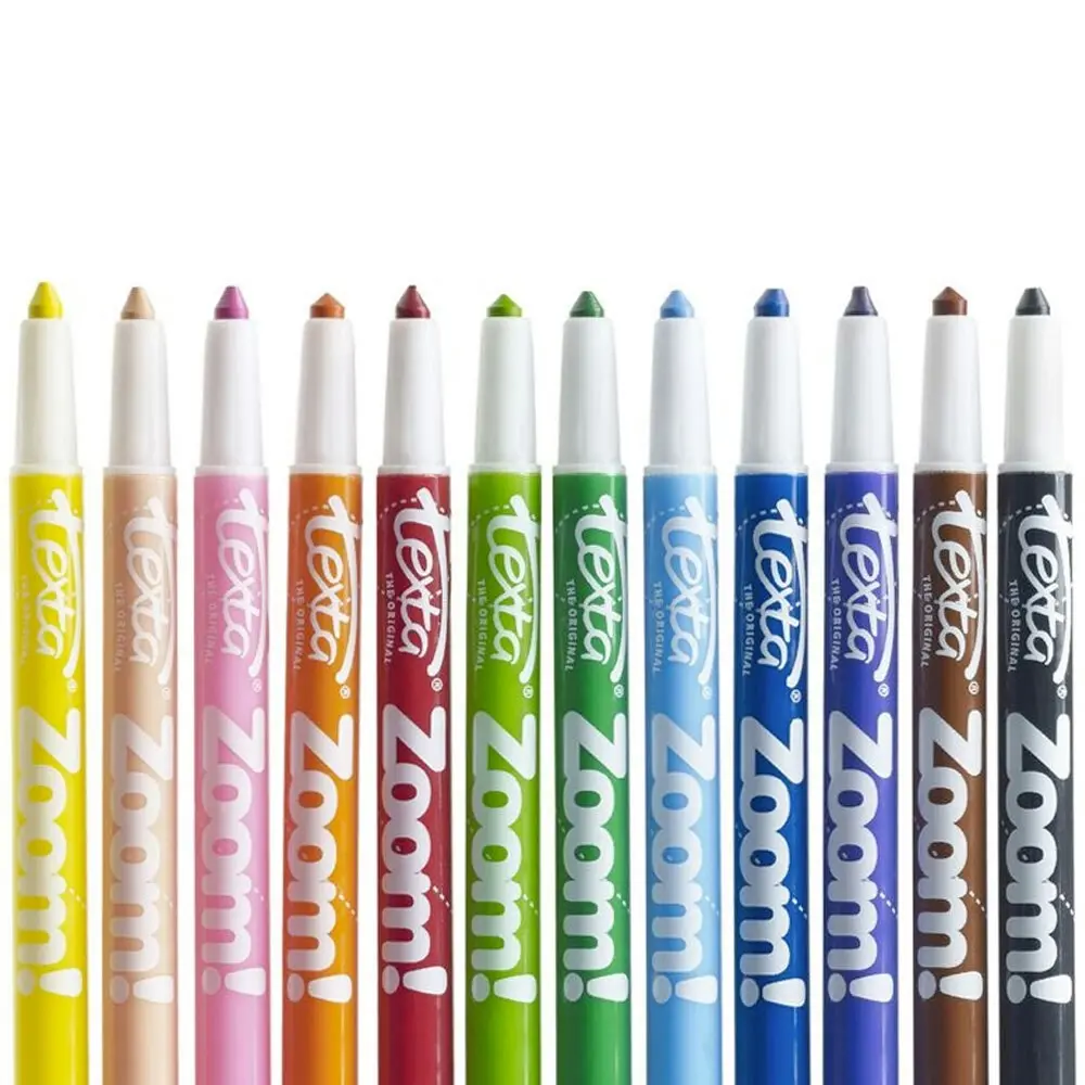 12pc Texta The Original Zoom Non Toxic Twist Crayons Colouring/Drawing Kids