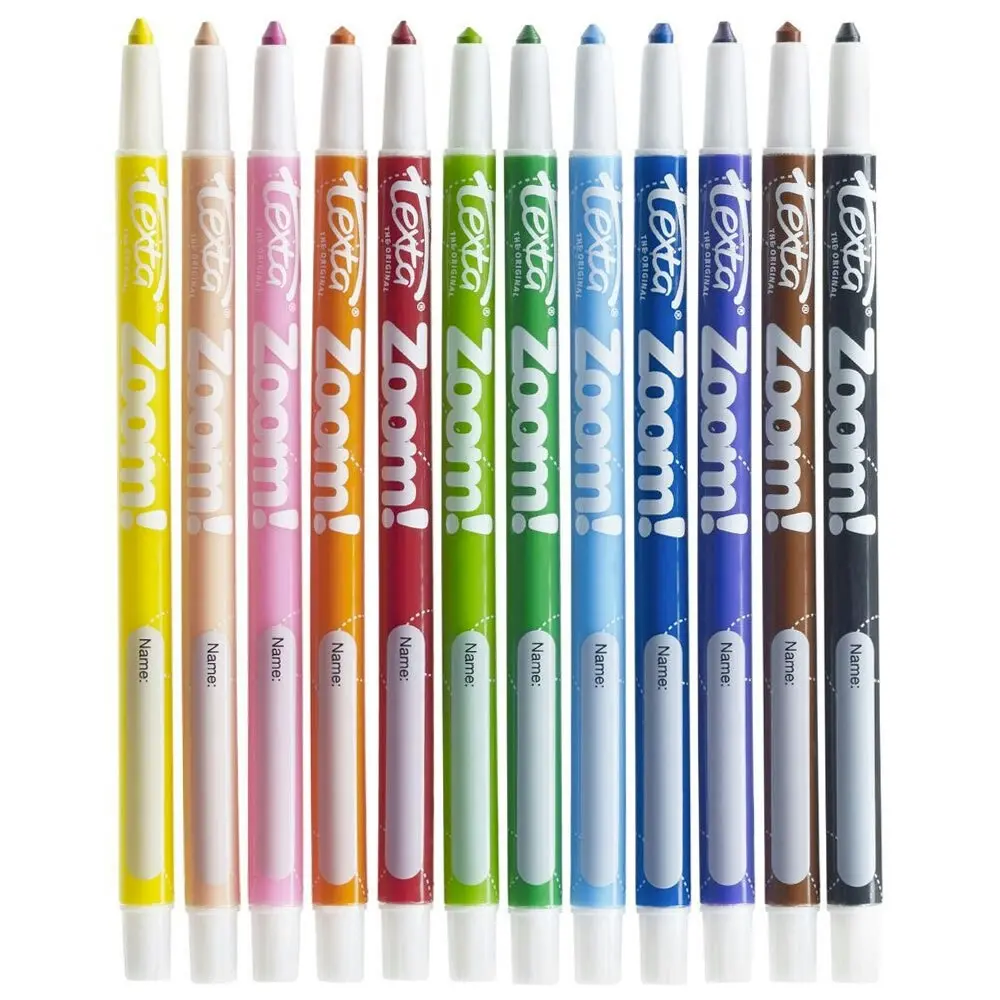 12pc Texta The Original Zoom Non Toxic Twist Crayons Colouring/Drawing Kids