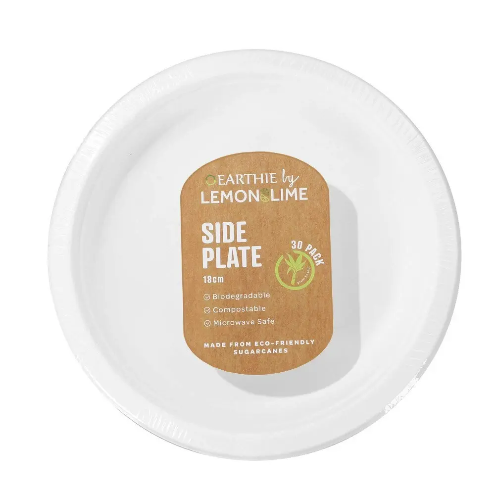 150pc Lemon & Lime Eco/Biodegradable/Compostable Disposable 18cm Side Plate Whit