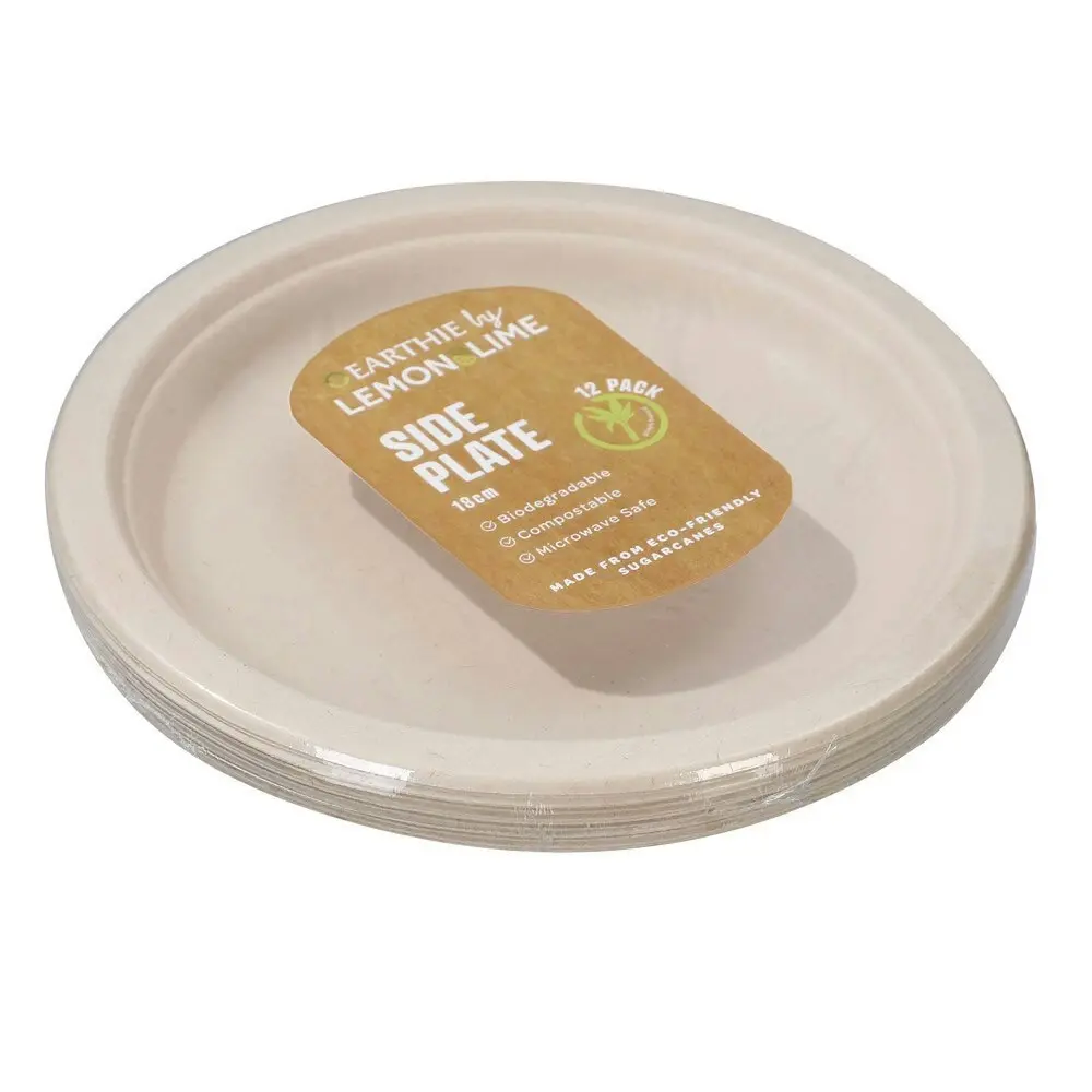 120pc Lemon & Lime Eco-Friendly/Biodegradable Disposable 18cm Side Plate Natural