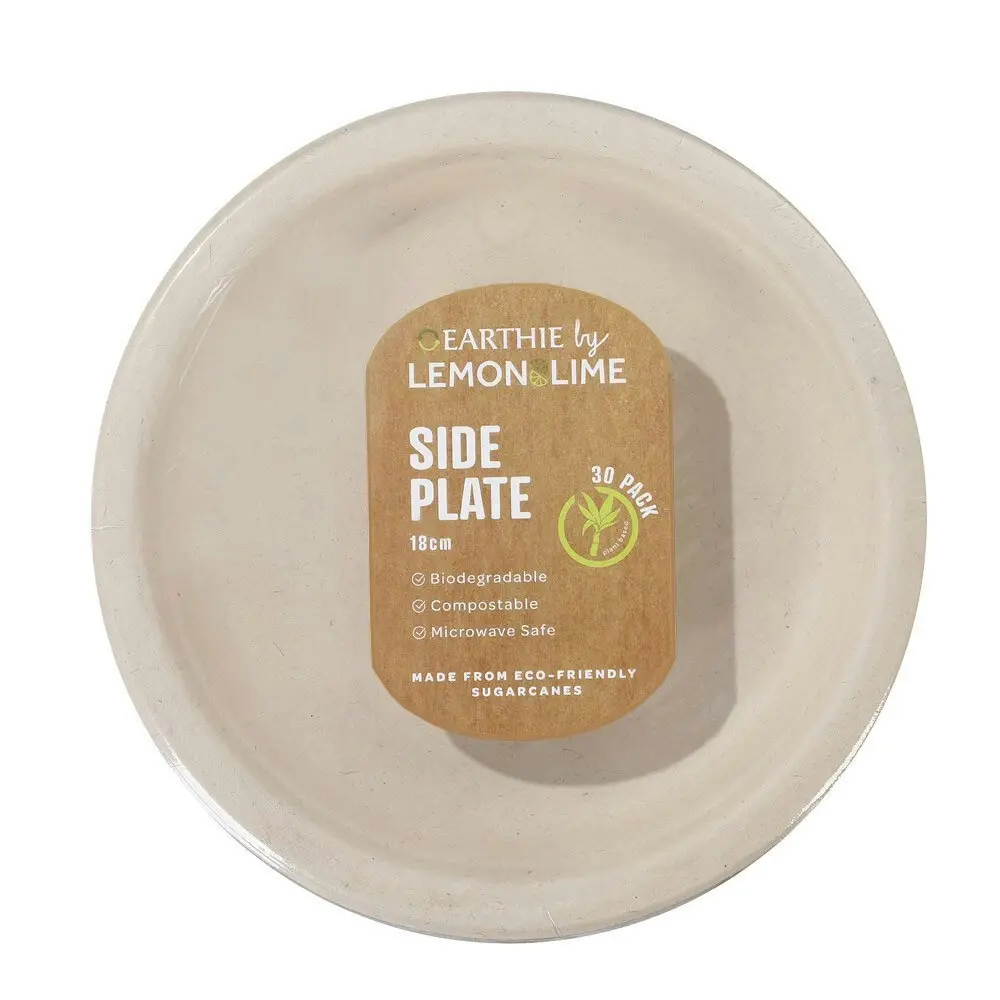 150pc Lemon & Lime Eco-Friendly/Biodegradable Disposable 18cm Side Plate Natural