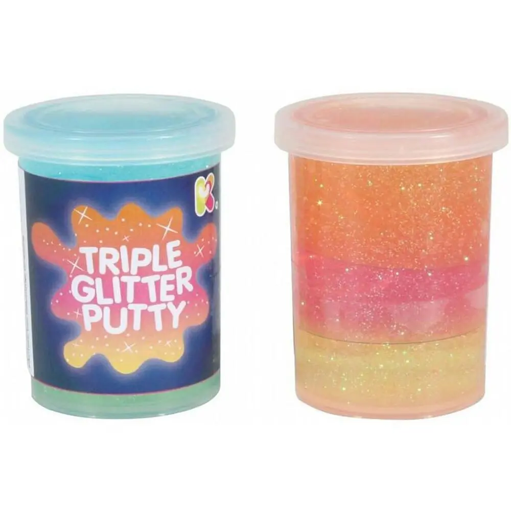 3x Fumfings Novelty Triple Glitter Putty 6cm Squish Art Toys Kids/Child 3y+ Asst