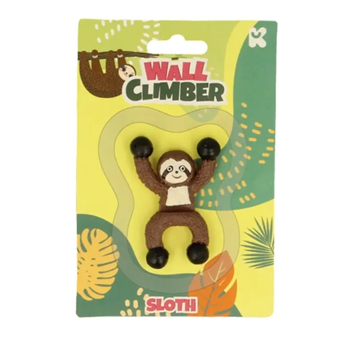 3x Fumfings Novelty Sloth Wall Climber Rubber 15cm Brown Kids/Children Toys 3y+