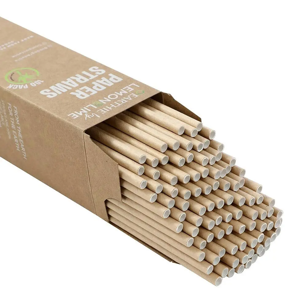 600x Lemon & Lime 20cm Paper Straws Natural Drinks/Drinking/Party Eco Friendly