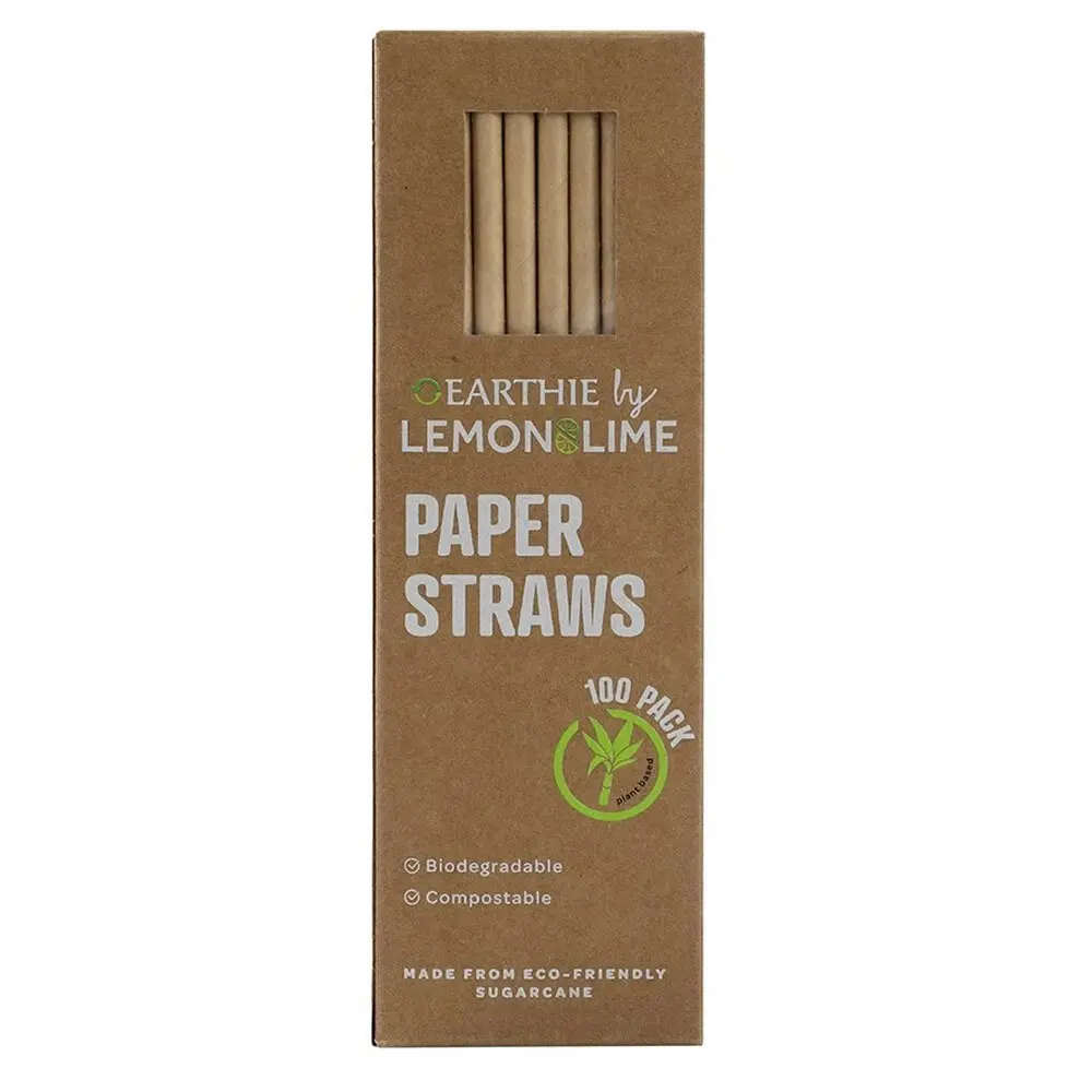 600x Lemon & Lime 20cm Paper Straws Natural Drinks/Drinking/Party Eco Friendly