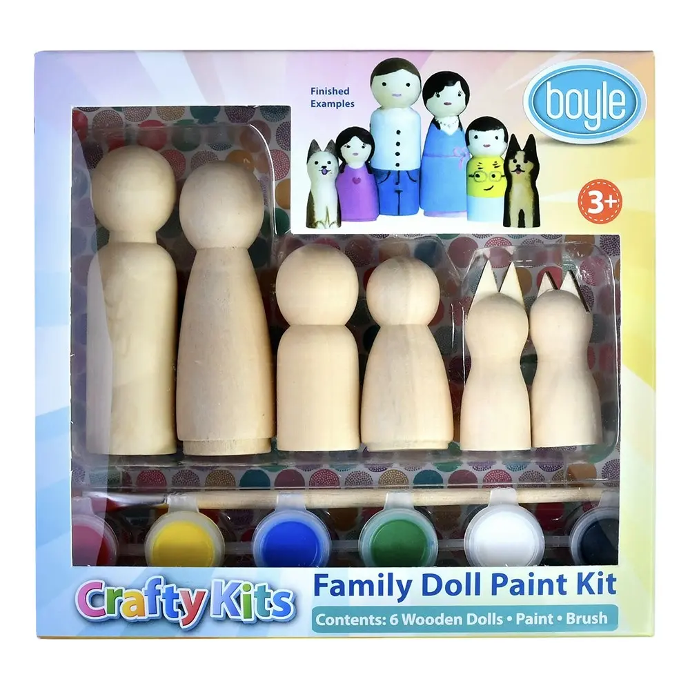 Boyle Wooden Doll Family DIY Craft Kids/Children Creativity Play Brush Paint Kit