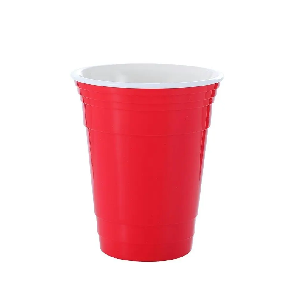 6x Lemon & Lime 475ml Reusable BPA Free College Party Drinks Stackable Cup Red