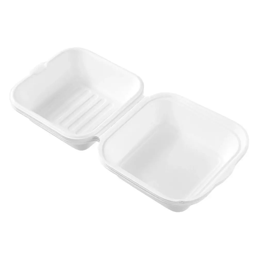 48x Lemon And Lime Eco 450ml Plant Based Takeaway Food Storage Tray Box White