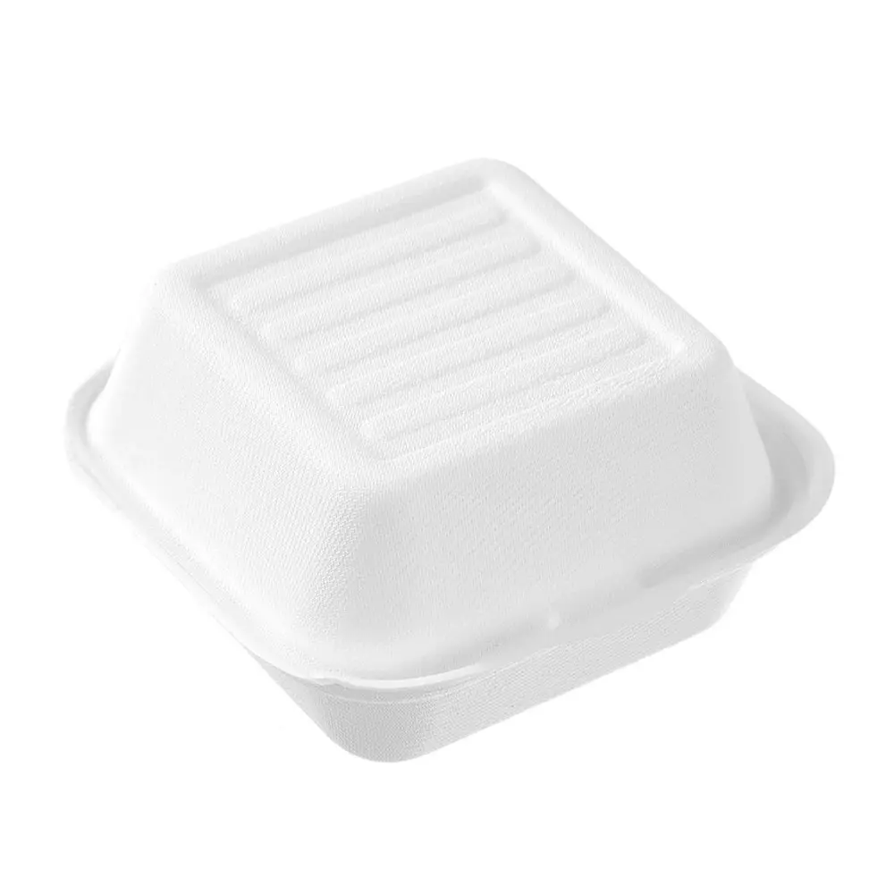 48x Lemon And Lime Eco 450ml Plant Based Takeaway Food Storage Tray Box White