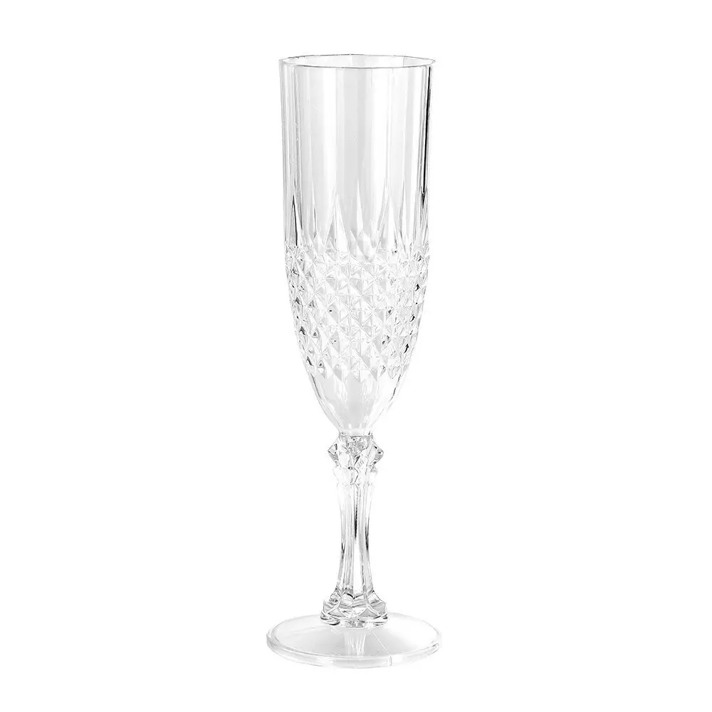 6x Lemon & Lime Crystal Deco 230ml Plastic Champagne Glass Sparkling Wine Flute