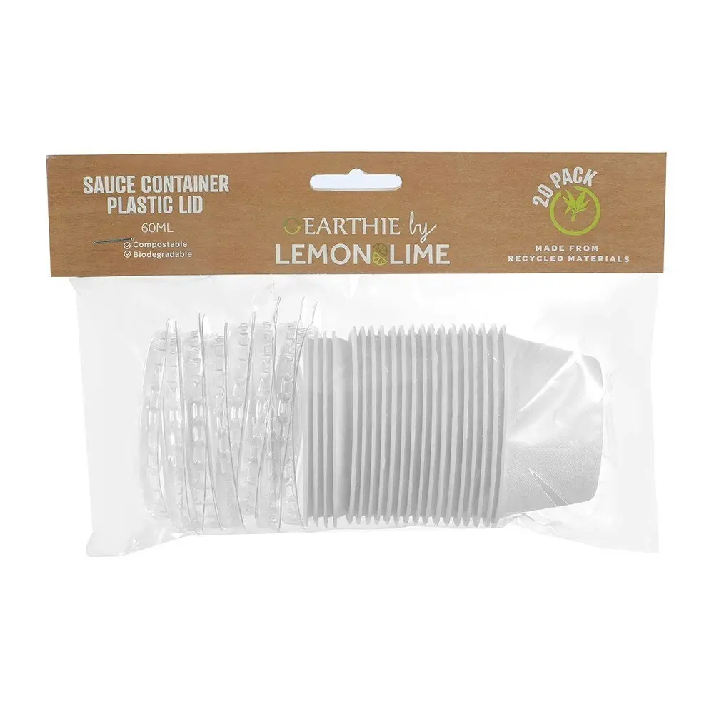 80pc Lemon & Lime Eco Sugarcane 60ml/13cm Sauce Food Container w/Plastic Lid WHT