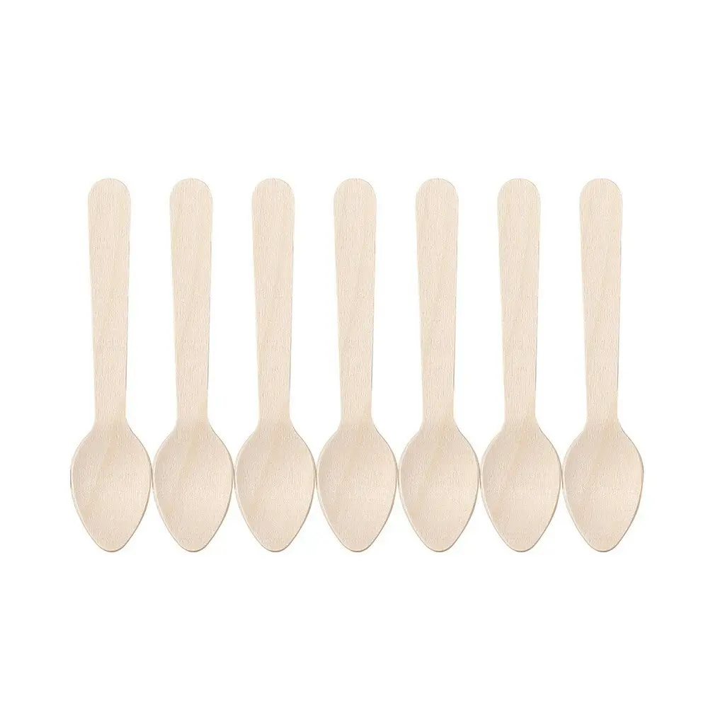 160pc Lemon & Lime Eco 11cm Disposable Dinner Wooden Tea Spoons Cutlery Catering