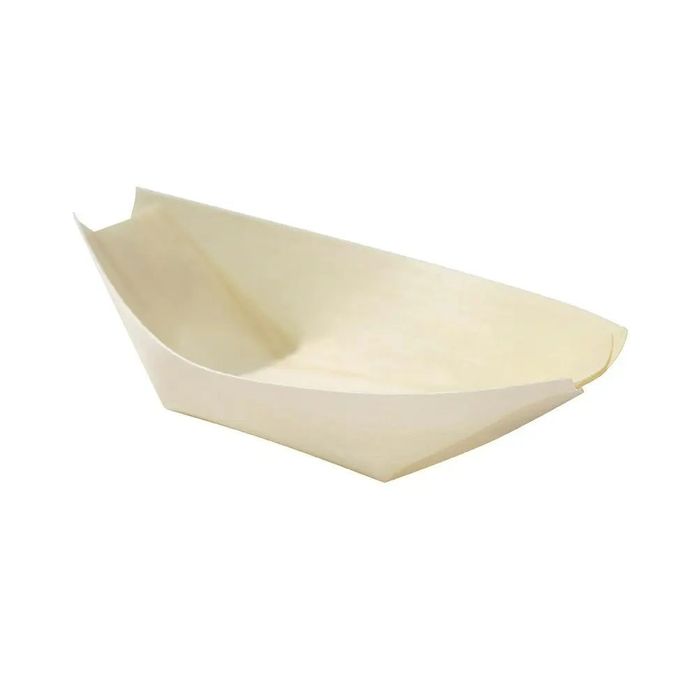 80pc Lemon & Lime Eco Wood 11cm Disposable Food Serving Boat Plate Dish Catering