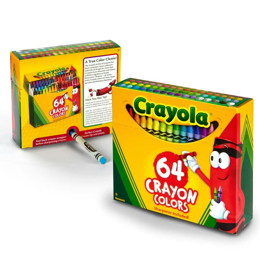 64 Crayola Crayon Box w/ Sharpener Colouring Drawing Arts/Craft Children 3y+