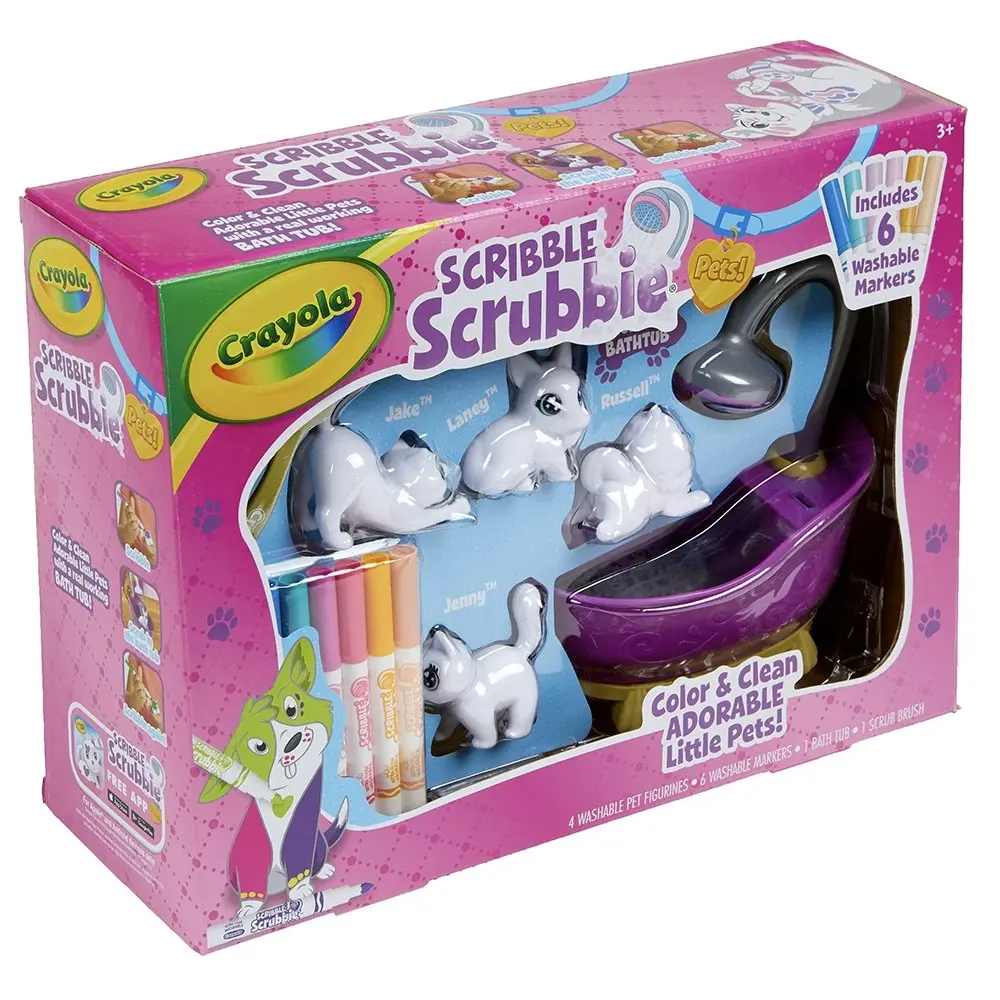 12pc Crayola Scribble Scrubbie Bath Tub Playset w/ Markerrs/Toy Pets Kids 3y+