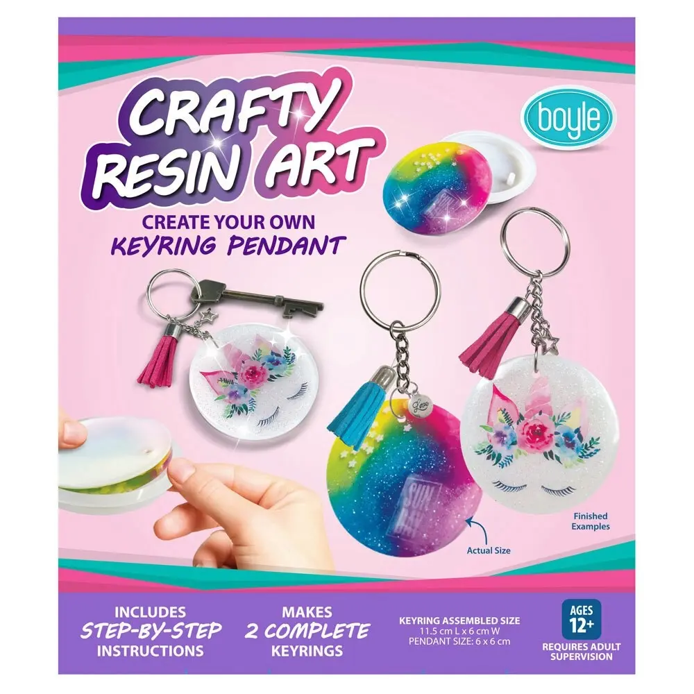 Boyle Crafty Resin Art Keyring/Pendant Project Kit Kids DIY Activity Craft 12y+