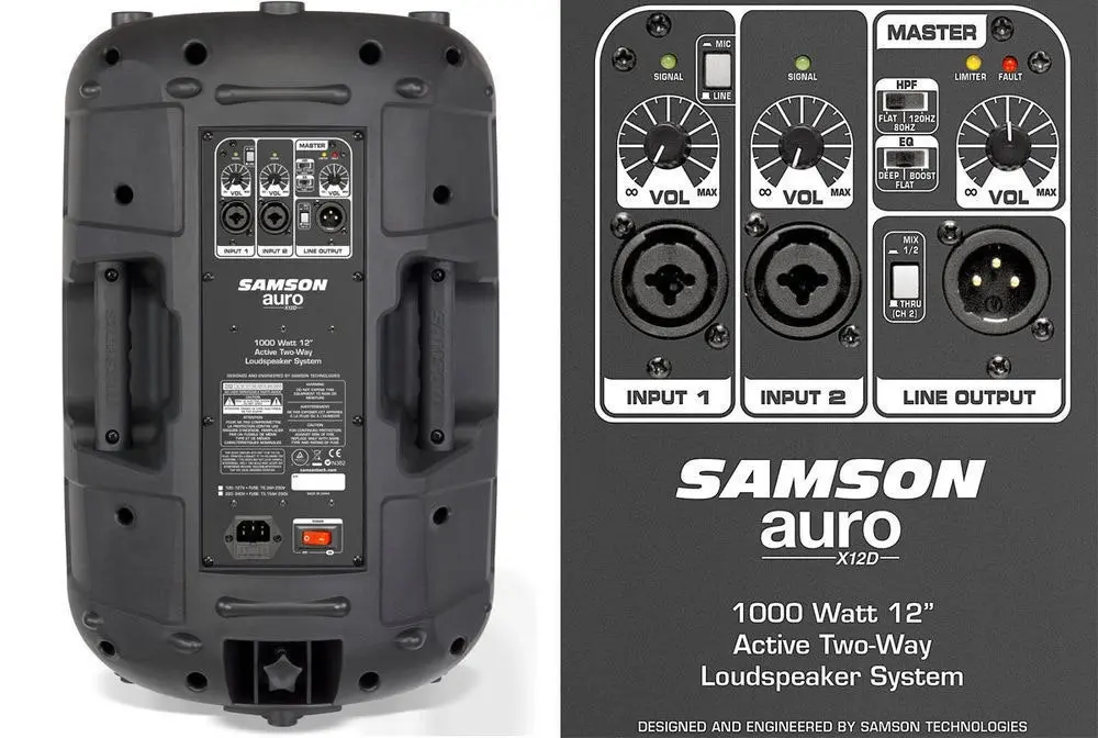 Samson Auro X12D 1000w PA Speaker System f/ Instruments/Gig/Events/Mic/Guitar/DJ